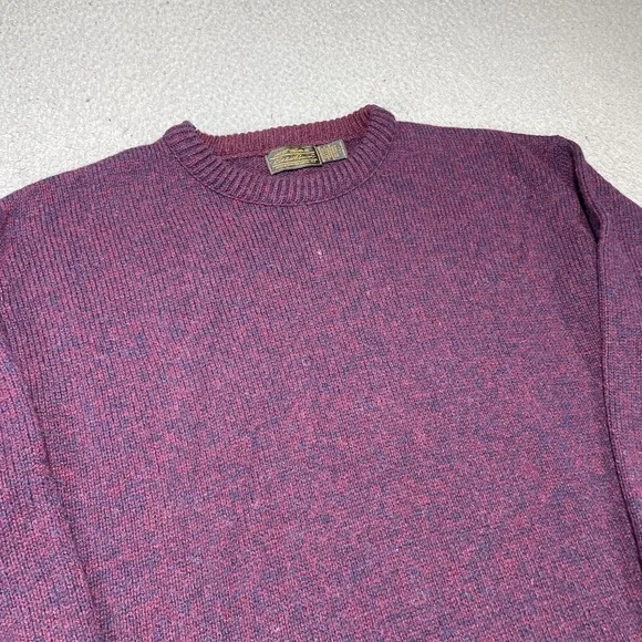 Vintage Eddie Bauer Sweater Mens Large Purple Crewneck Knit Pullover Solid Warm - Picture 2 of 9